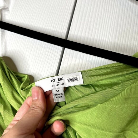 Atlein Collective Green One Shoulder Asymmetrical Mini Dress Women's Size Medium - Picture 5 of 9